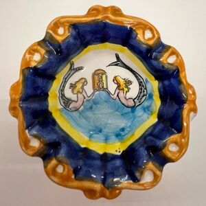 🧜‍♀️ Vintage Le Sirenuse Positano Italy Handcrafted Pottery Mermaid Trinket Dish